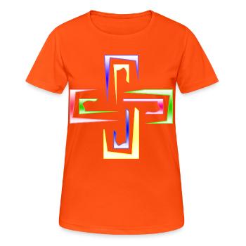 Prisme néon encadre le logo abstrait - T-shirt respirant Femme - orange néon - Devant - AI Model Female 172 dark (172cm)
