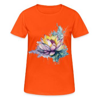 Lotus - T-shirt respirant Femme - orange néon - Devant - AI Model Female 172 dark (172cm)