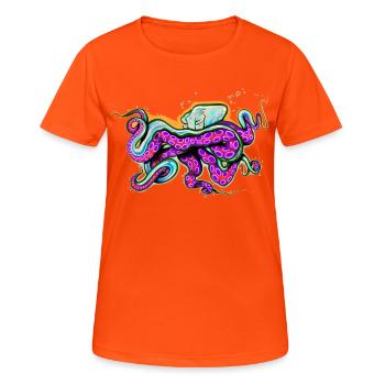 Krake - Frauen T-Shirt atmungsaktiv - Neonorange - Vorne - AI Model Female 172 dark (172cm)