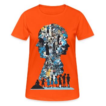 Le puzzle humain - T-shirt respirant Femme - orange néon - Devant - AI Model Female 172 dark (172cm)