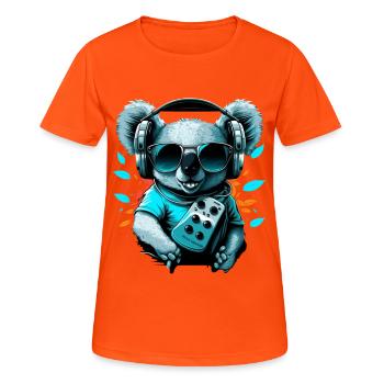 Koalabär mit Walkman und Sonnenbrille - Frauen T-Shirt atmungsaktiv - Neonorange - Vorne - AI Model Female 172 dark (172cm)