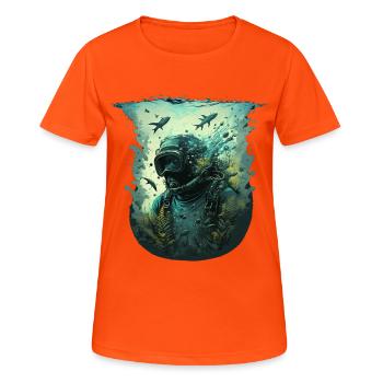 Taucher unter Wasser - Frauen T-Shirt atmungsaktiv - Neonorange - Vorne - AI Model Female 172 dark (172cm)