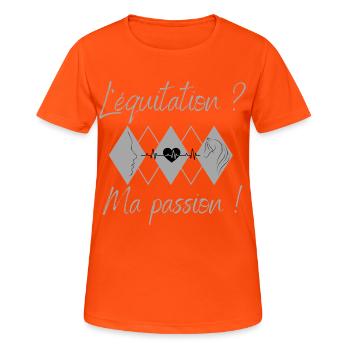 L'équitation, ma passion ! - T-shirt respirant Femme - orange néon - Devant - AI Model Female 172 dark (172cm)