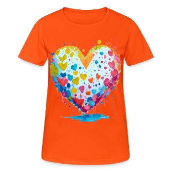 ich schenke dir meine Herz - Frauen T-Shirt atmungsaktiv - Neonorange - Vorne - AI Model Female 172 dark (172cm)