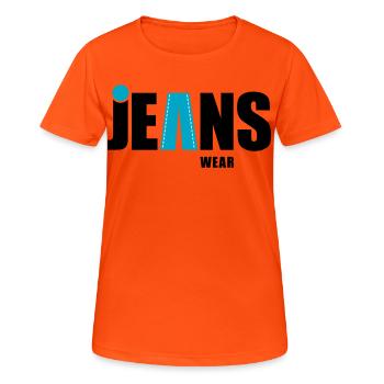 jeans wear mit punkt - Frauen T-Shirt atmungsaktiv - Neonorange - Vorne - AI Model Female 172 dark (172cm)