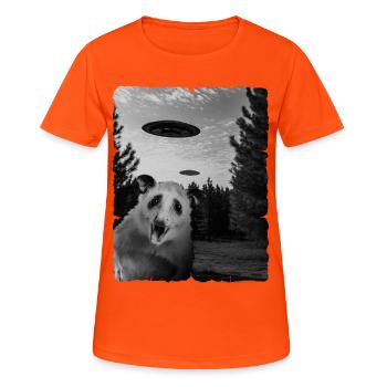 opossum Alien Invasion Uap Weirdcore - T-shirt respirant Femme - orange néon - Devant - AI Model Female 172 dark (172cm)