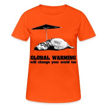 Globale Erwärmung / Klimawandel / Global Warming - Frauen T-Shirt atmungsaktiv - Neonorange - Vorne - AI Model Female 172 dark (172cm)