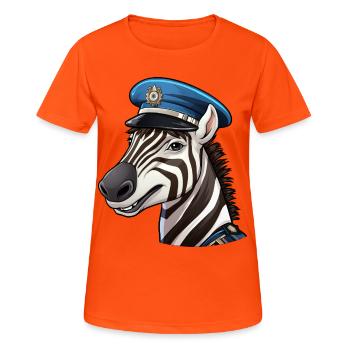 Zebra Polizistin - Frauen T-Shirt atmungsaktiv - Neonorange - Vorne - AI Model Female 172 dark (172cm)