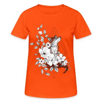 Floral Fox Ornamentale Geometrie - Frauen T-Shirt atmungsaktiv - Neonorange - Vorne - AI Model Female 172 dark (172cm)