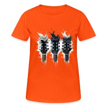 Guitar Head Trio & Splash T-Shirt - Frauen T-Shirt atmungsaktiv - Neonorange - Vorne - AI Model Female 172 dark (172cm)