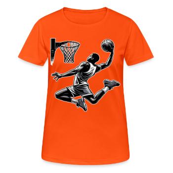 Basketball Dunking Gift - Women's Breathable T-Shirt - neon orange - Front - AI Model Female 172 dark (172cm)