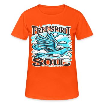 Erstaunlicher Himmelsvogel mit freiem Geist und Seele - Frauen T-Shirt atmungsaktiv - Neonorange - Vorne - AI Model Female 172 dark (172cm)