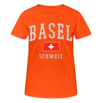 Bâle - T-shirt respirant Femme - orange néon - Devant - AI Model Female 172 dark (172cm)