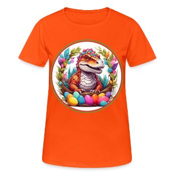 Dinobaby little dinosaur in Easter basket - Women's Breathable T-Shirt - neon orange - Front - AI Model Female 172 dark (172cm)
