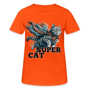 Super Katze Britisch Kurzhaar BKH getigert - Frauen T-Shirt atmungsaktiv - Neonorange - Vorne - AI Model Female 172 dark (172cm)