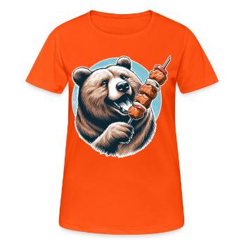 Shashlik Meat Skewer Bear Gift - Women's Breathable T-Shirt - neon orange - Front - AI Model Female 172 dark (172cm)