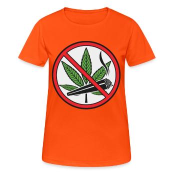 Prohibition sign cannabis marijuana - Women's Breathable T-Shirt - neon orange - Front - AI Model Female 172 dark (172cm)