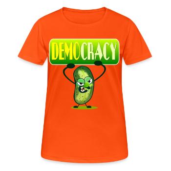 DEMOCRACY - PICKLES CUCUMBER - Women's Breathable T-Shirt - neon orange - Front - AI Model Female 172 dark (172cm)