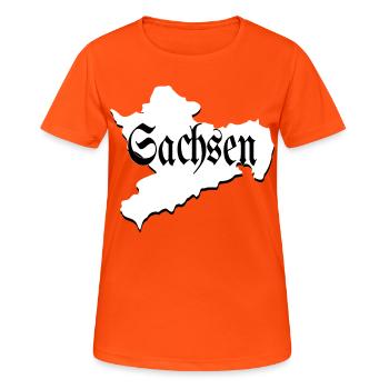 Saxe noir et blanc - T-shirt respirant Femme - orange néon - Devant - AI Model Female 172 dark (172cm)