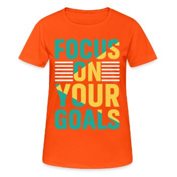 concentrez-vous sur vos objectifs Chemise - T-shirt respirant Femme - orange néon - Devant - AI Model Female 172 dark (172cm)