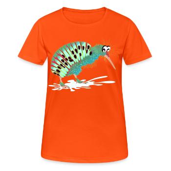 Funny Animals - Funny Bird Kiwi Bird - Women's Breathable T-Shirt - neon orange - Front - AI Model Female 172 dark (172cm)