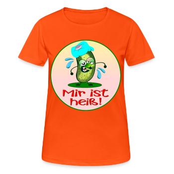 Hitze Sommer - Frauen T-Shirt atmungsaktiv - Neonorange - Vorne - AI Model Female 172 dark (172cm)