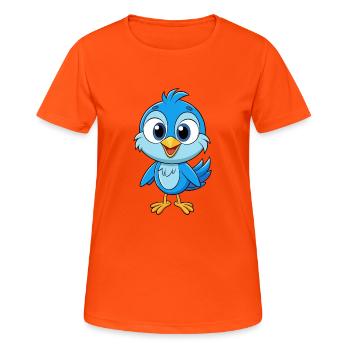 Vogel Niedliche Zeichentrickfigur Kawaii Clipart - Frauen T-Shirt atmungsaktiv - Neonorange - Vorne - AI Model Female 172 dark (172cm)