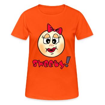 Cuddly smileys with heart recognition - Women's Breathable T-Shirt - neon orange - Front - AI Model Female 172 dark (172cm)