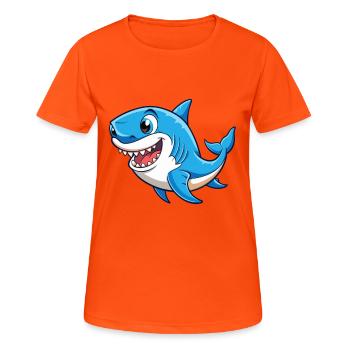 requin mignon personnage de dessin animé Kawaii Clipart - T-shirt respirant Femme - orange néon - Devant - AI Model Female 172 dark (172cm)