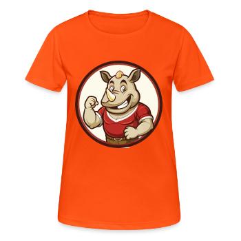 Rhino Colorful Kawaii Cartoon Character Clipart - Women's Breathable T-Shirt - neon orange - Front - AI Model Female 172 dark (172cm)
