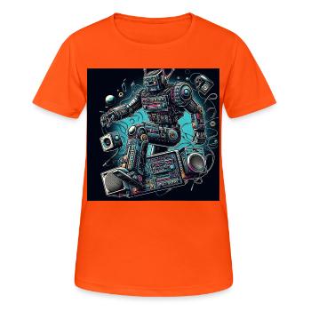 Analogo Vibes KI Roboter Kunst - Frauen T-Shirt atmungsaktiv - Neonorange - Vorne - AI Model Female 172 dark (172cm)