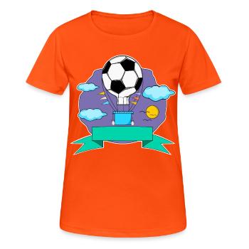 Fußball Heißluftballon Namensschild lila - Frauen T-Shirt atmungsaktiv - Neonorange - Vorne - AI Model Female 172 dark (172cm)