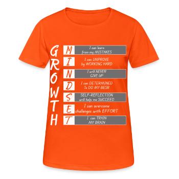 SOUCIEUX DE LA CROISSANCE - T-shirt respirant Femme - orange néon - Devant - AI Model Female 172 dark (172cm)