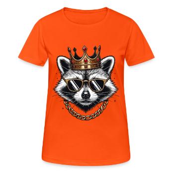 Cooler Waschbärkönig mit Crown Urban Swag - Frauen T-Shirt atmungsaktiv - Neonorange - Vorne - AI Model Female 172 dark (172cm)