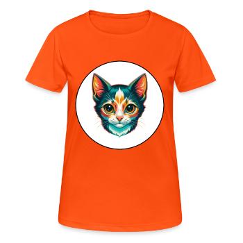 Bambino Chat Race Dessin Animé Kawaii Animal Pet - T-shirt respirant Femme - orange néon - Devant - AI Model Female 172 dark (172cm)