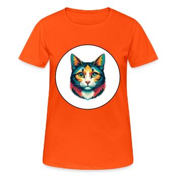 Hantilly Tiffany Cat Breed Cartoon Kawaii Animal - Women's Breathable T-Shirt - neon orange - Front - AI Model Female 172 dark (172cm)