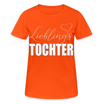 Lieblingstochter mit Herz - Frauen T-Shirt atmungsaktiv - Neonorange - Vorne - AI Model Female 172 dark (172cm)