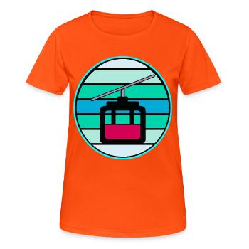 RETRO SKILIFT GONDELBAHN SKIFAHREN WINTER - Frauen T-Shirt atmungsaktiv - Neonorange - Vorne - AI Model Female 172 dark (172cm)