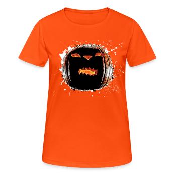 Kürbis Halloween - Frauen T-Shirt atmungsaktiv - Neonorange - Vorne - AI Model Female 172 dark (172cm)