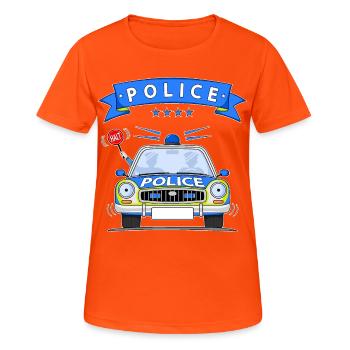 Police Polizeiauto mit Sirene - Frauen T-Shirt atmungsaktiv - Neonorange - Vorne - AI Model Female 172 dark (172cm)