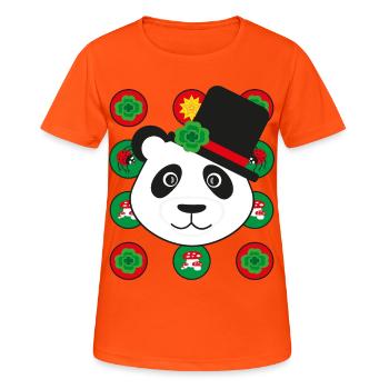 Neujahr Panda mit Kleeblatt. - Frauen T-Shirt atmungsaktiv - Neonorange - Vorne - AI Model Female 172 dark (172cm)