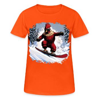 Huhn Snowboard - Frauen T-Shirt atmungsaktiv - Neonorange - Vorne - AI Model Female 172 dark (172cm)