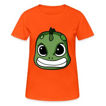 Dino Sauer verärgert Dinosaurier Kopf - Frauen T-Shirt atmungsaktiv - Neonorange - Vorne - AI Model Female 172 dark (172cm)