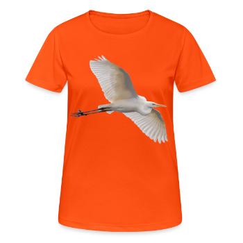 Silberreiher im Flug - Fotografie - Frauen T-Shirt atmungsaktiv - Neonorange - Vorne - AI Model Female 172 dark (172cm)