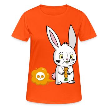 Weißes Kaninchen und Karottenfurz - Frauen T-Shirt atmungsaktiv - Neonorange - Vorne - AI Model Female 172 dark (172cm)
