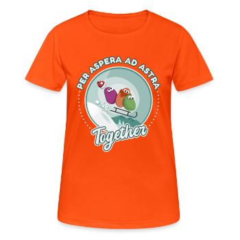 Snow sledging love drawing humor - Women's Breathable T-Shirt - neon orange - Front - AI Model Female 172 dark (172cm)