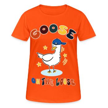 goose on the loose - Women's Breathable T-Shirt - neon orange - Front - AI Model Female 172 dark (172cm)