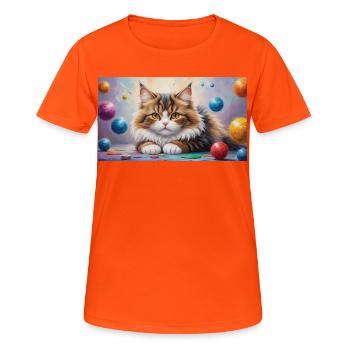 Un chat mignon veut jouer au chaton tigre câlin - T-shirt respirant Femme - orange néon - Devant - AI Model Female 172 dark (172cm)