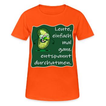 GEWÜRZGURKE GURKE ENTSPANNUNG YOGA ATMUNG - Frauen T-Shirt atmungsaktiv - Neonorange - Vorne - AI Model Female 172 dark (172cm)
