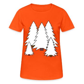 Baum Tannen Winter Schnee Tanne Winterzeit - Frauen T-Shirt atmungsaktiv - Neonorange - Vorne - AI Model Female 172 dark (172cm)